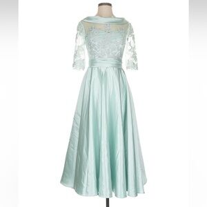 Missacc Mint Green Cocktail Lace Midi Dress Size 2